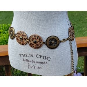 Chico's Animal Print Round Medallion Chain Belt